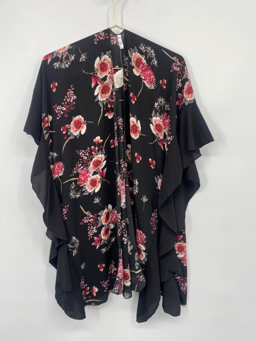 NWTJack & Missy Floral Pink Blush Women’s Kimono Top One Size BLACK